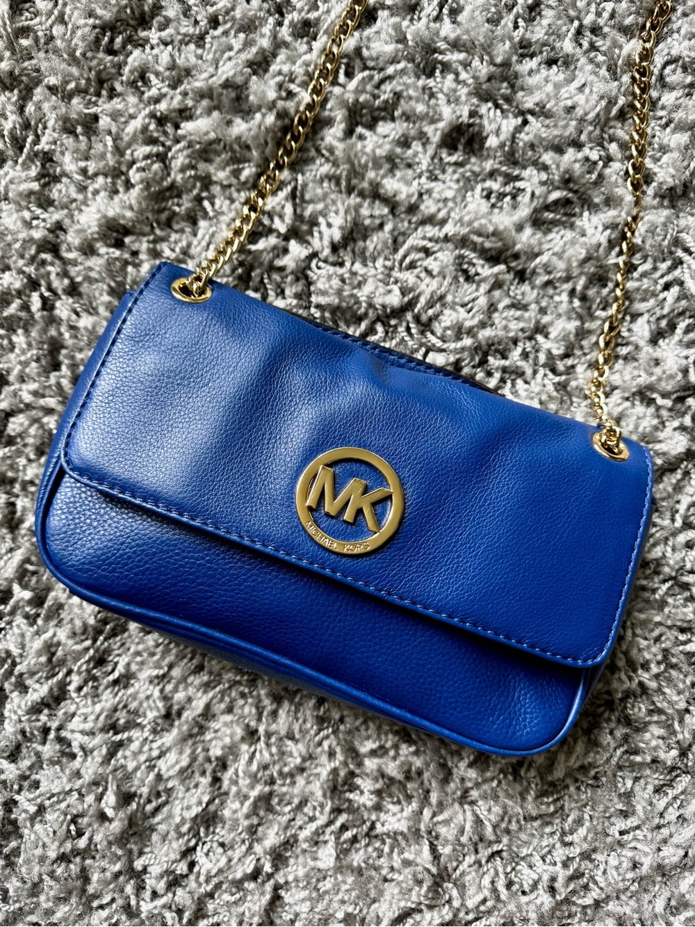 Michael Kors Fulton Small Flap Genuine Leather Shoulder Bag Cadet
